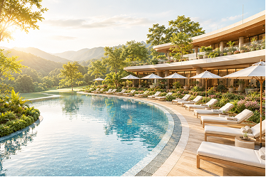 Infinity pool with nature views