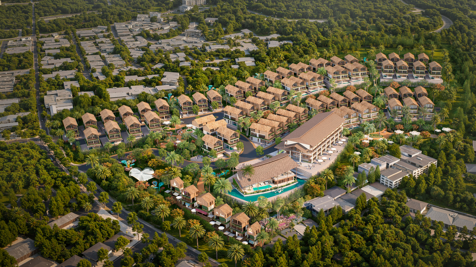 Legenda Collina – Aerial view of the hillside wellness retreat in Nha Trang