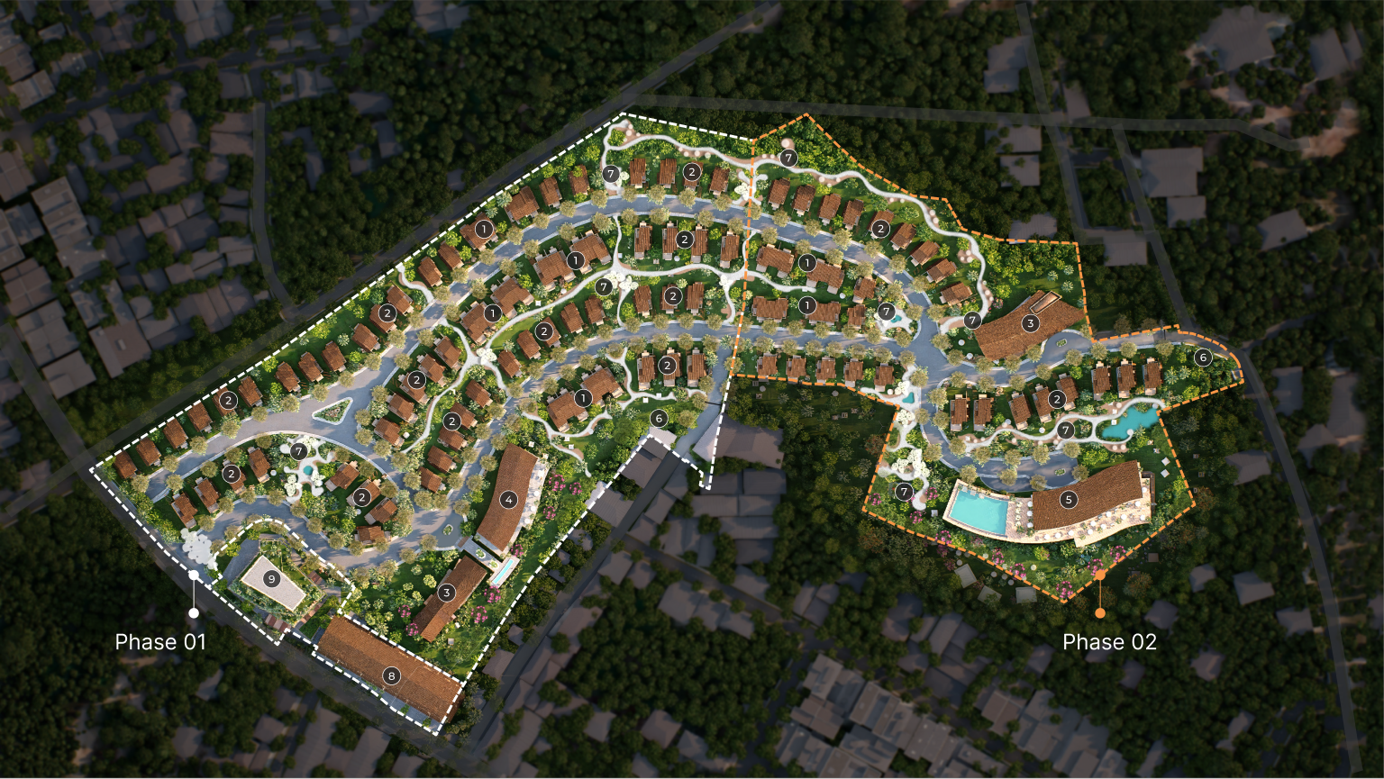 Legenda Collina master plan aerial view showing villa plots and amenities